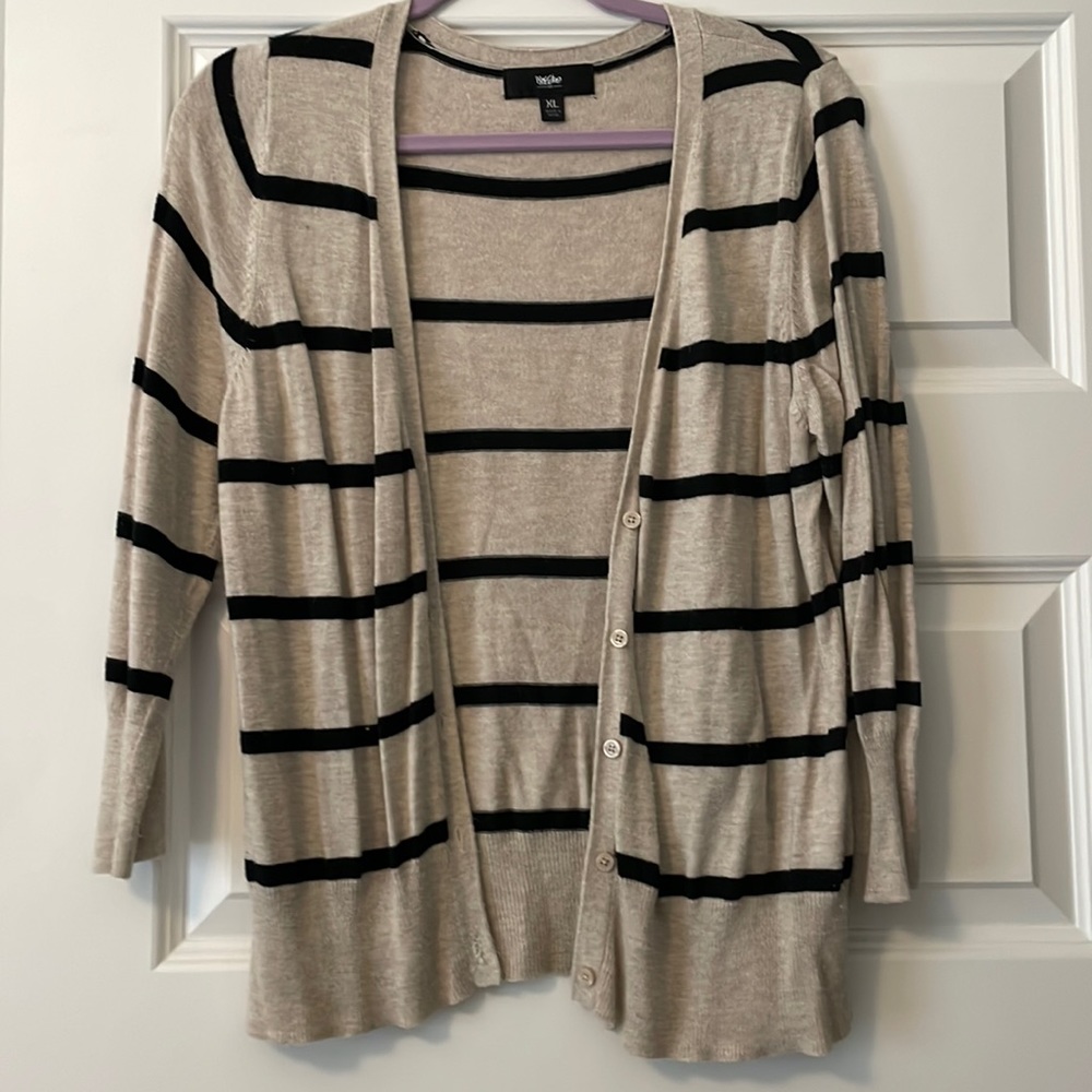 Striped 3/4 Sleeve Cardigan